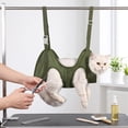 thumbnail image 4 of Cat Grooming Sling Hanging Restraint Bag Breathable Hands Free Suspended Support for Cats Small Dogs Bathing Nail Trimming Ear Cleaning Scratch Proof(Green-S), 4 of 6
