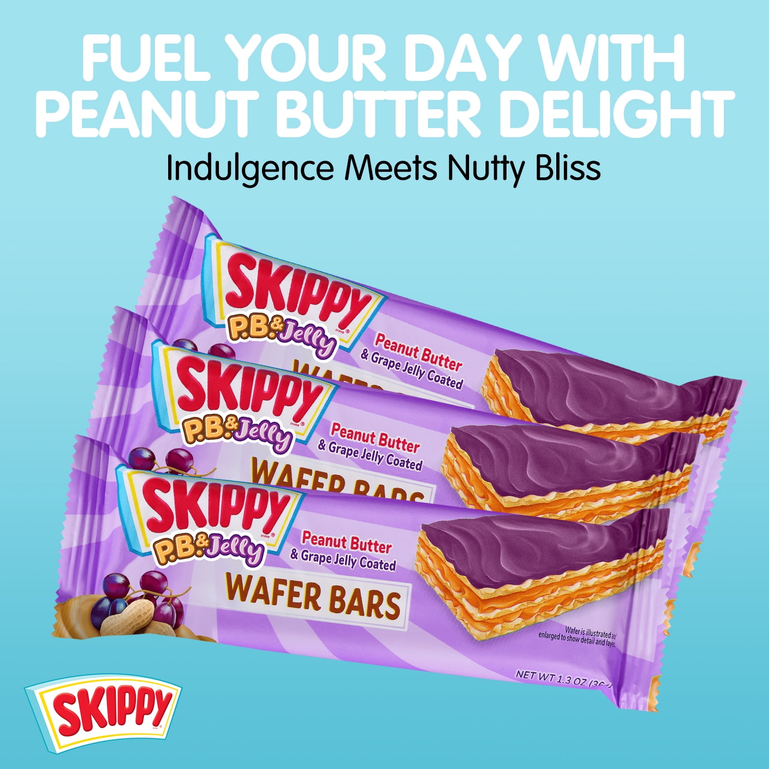 SKIPPY P.B. & Jelly Peanut Butter And Grape Jelly Coated Wafer Bars 6 Ct (Pack of 6-36ct)