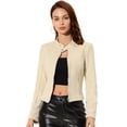 thumbnail image 1 of Chaqueta de gamuza Sintética Allegra K Cuello Alto Cremallera Manga Larga Beige L, 1 of 6