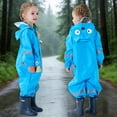 thumbnail image 2 of Bobifish LIttle Boys Girls One Piece Rain Suit Hooded Cartoon Patch Snap Front Reflective Strip Elastic Cuff Full Body Waterproof Boys Girls Rain Wear, 2 of 7