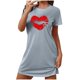 thumbnail image 2 of Camisón corto de talla grande para mujer, camisón de manga corta con estampado de pecho a la moda, camisón para mujer, 2 of 5