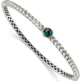 thumbnail image 1 of 14K/Silver Two-Tone Sterling Silver With 14K London Blue Topaz Bangle (7.25 X 13) Made In Thailand qtc1352, 1 of 5