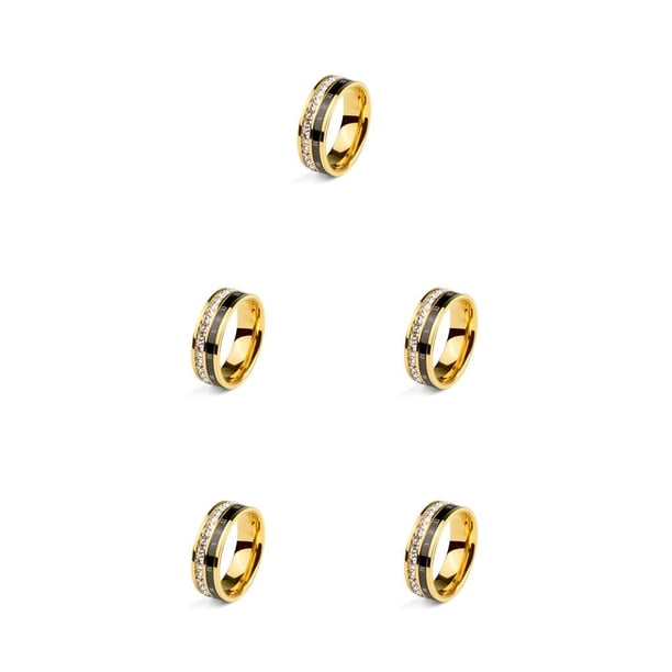 Sonducket Anillo números romanos joyería carburo carbono boda encanto fibra incrustaciones pulido Simple personalidad presente dorado 8 # Type2 NO2