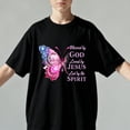 thumbnail image 4 of Blessed by God Loved by Jesus Pink Butterfly Shirt 𝓴𝓲𝓭𝓼 Black T-Shirt,L, 4 of 5