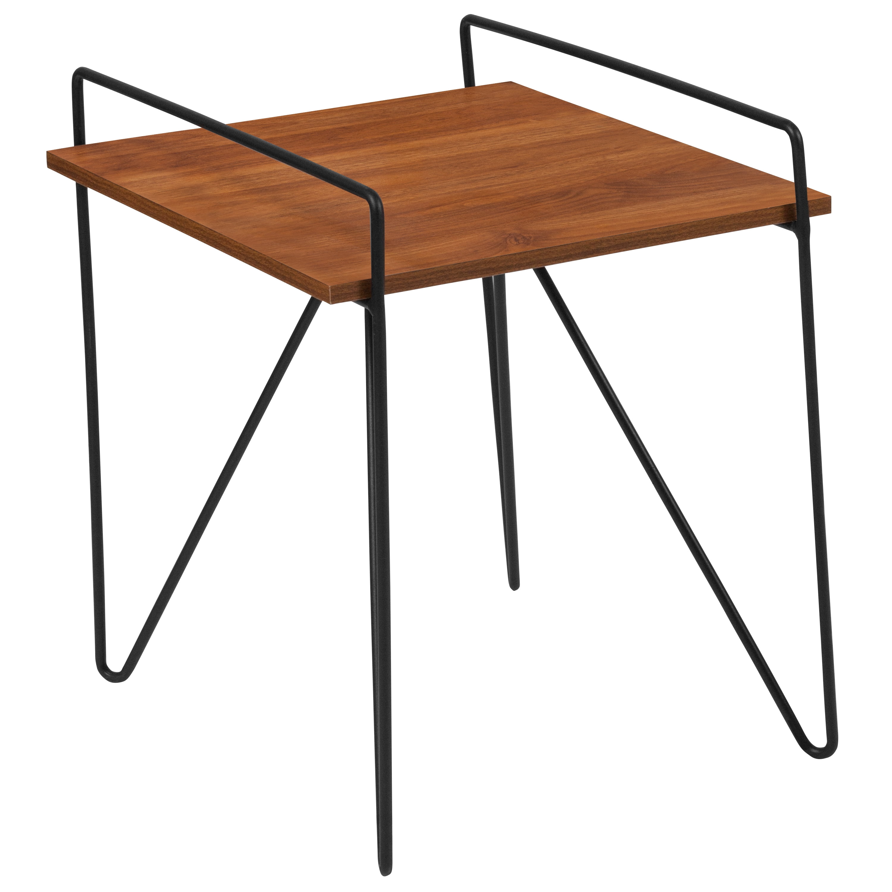 Porter Collection Wood Grain Finish Side Table with Metal Legs