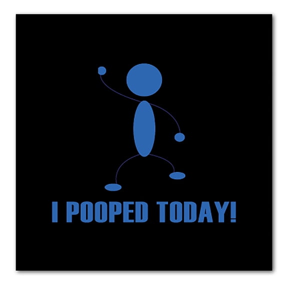DistinctInk Custom Bumper Sticker - 10" x 10" Decorative Decal - Black Background - I Pooped Today!