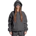 thumbnail image 2 of Women Hoodies with Eye Mask Oversized Long Sleeve Comfy Casual Basic Pullover Sweatshirts Fall Outfits Y2K Clothes Dark Gray 4XL, 2 of 7