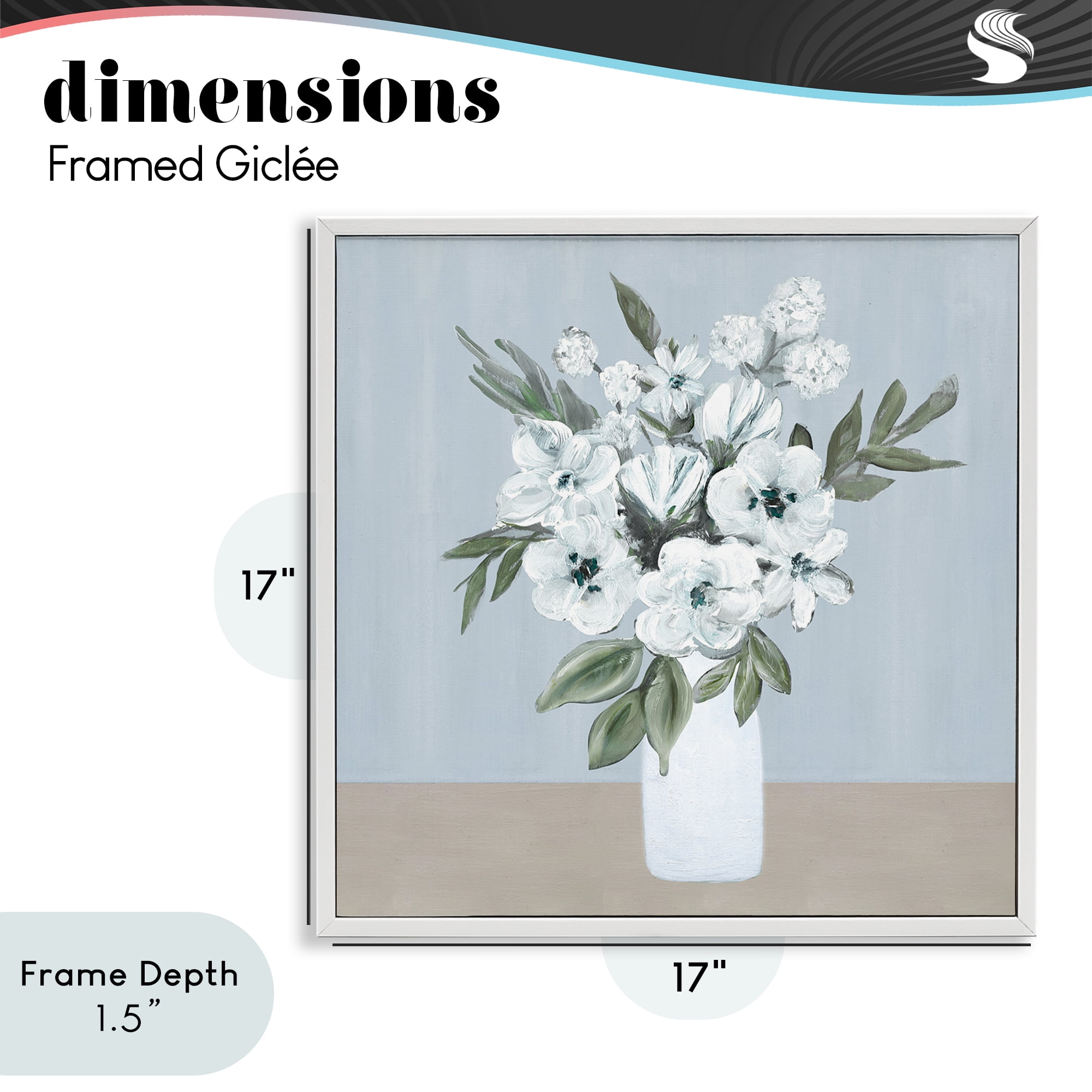 Stupell Industries Cerulean & White Blooms White Framed Giclee Art, design by Marilyn Dunlap