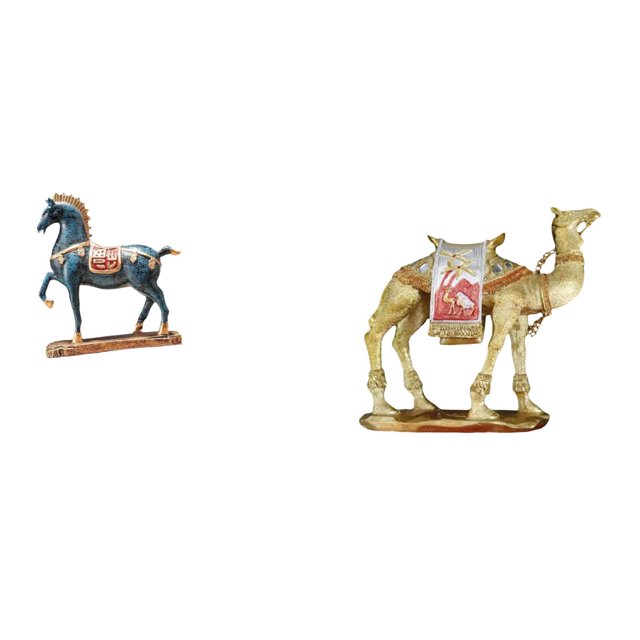 Figura de caballo, escultura animal, figura coleccionable de escritorio, figura de camello, estatua de animal de resina, resina resistente, estilo cre