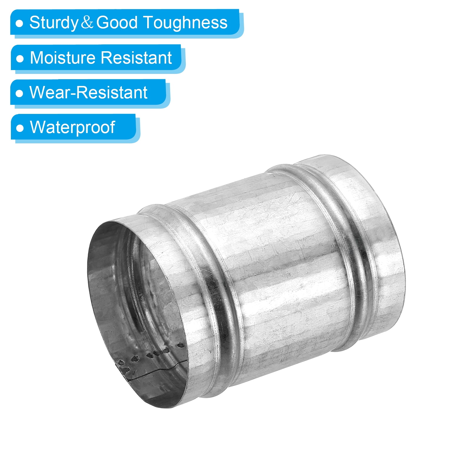 Uxcell 3.1" Duct Connector, 2 Set Galvanized Iron Duct Coupling Vent Coupler Dryer Pipe Coupling Hose Extension Connector with Duct Clamps for HVAC Exhaust Fan Vent Systems, 4" Long