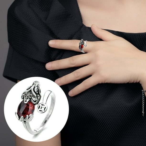 Pixiu Mani Mantra Protección Anillo De Dedo Feng Shui Anillo Pixiu Mani Mantra Protección Dedo Anillo Riqueza Anillo Amuleto Riqueza Suerte Abierto Ajustable Anillo Budista ANGGREK Otros