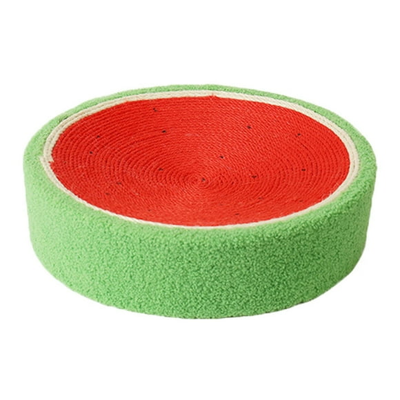 Generic Cat Scratching Board Sisal Round Scratch Pad Durable Recycle Board Watermelon Shaped Cat Bed Pad for Furniture Protection Cat Training Toy