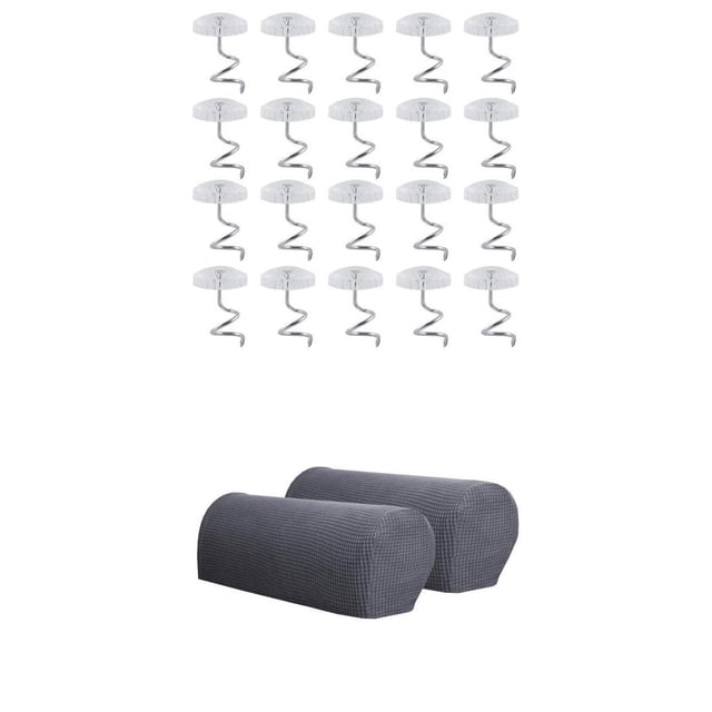 Sofá 2 Piezas Funda Reposas Sofá Funda Gris Piezas Pasadores De Torsión Sunnimix Cubiertas del reposabrazos del sofá
