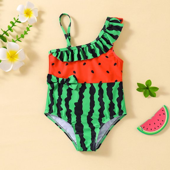 ibiyuan Girls One Piece Swimsuit Adjustable Straps Modest Ruched Bathing Suit Quickdry Wrap Tie Back Girls Swimsuit Size 6 Cute Printed Girls Swimwear