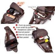 BULLCAPTAIN Leather Men Sling Bag Casual Crossbody Chest Bags Travel Daypack