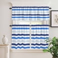 thumbnail image 2 of 3 Piece Kitchen Curtains and Valances Set Blue Ombre Striped Cafe Curtains 36 Inch Length Farmhouse Stripes Simple Art Valance & Tier Curtain for Living Room Bedroom Small Window 54"x18"+27"x36"*2, 2 of 6