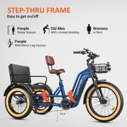 ADDMOTOR GREATTAN L Electric Trike for Adults, 750W Electric Trike with Passenger Seat, 65/130Mi 20/40AH 48V, Dual-Battery System 2 Seater Electric Tricycle, Parking Brake, Differential