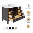 thumbnail image 3 of ARIEL Cambridge 42 Inch Espresso Bathroom Vanity with Sink, Solid Wood, Carrara White Quartz Countertop, 1.5-Inch Edge, Single Rectangular Undermount Sink, 2 Soft Closing Doors, 9 Drawers, 3 of 8