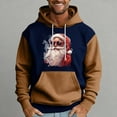 thumbnail image 4 of Men Hooded Sweatshirt Long Sleeve Pullover Santa Claus Graphic Print Casual Loose Fit Kangaroo Pocket Drawstring Design Coffee M, 4 of 5