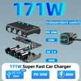 thumbnail image 3 of MUSICOZY Car Cigarette Lighter Adapter Splitter, 9 in 1 Cigarette Lighter USB Charger 3 Socket USB C Car Charger Adapter with Voltmeter 12V/24V Plug Outlet Fast Charging for Phone Laptop Car Devices, 3 of 11