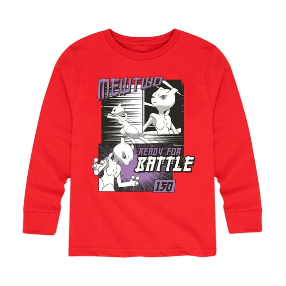 Pokémon - Mewtwo Ready For Battle - Youth Long Sleeve Graphic T- Shirt