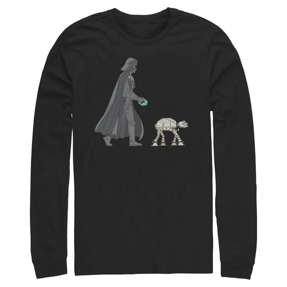 Mens Star Wars Darth Vader AT-AT Walking the Dog Long Sleeve Shirt