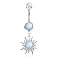 thumbnail image 1 of Belly Button Ring Tribal Sun with Illuminating Stone Center Dangle 14g Sold each, 1 of 3