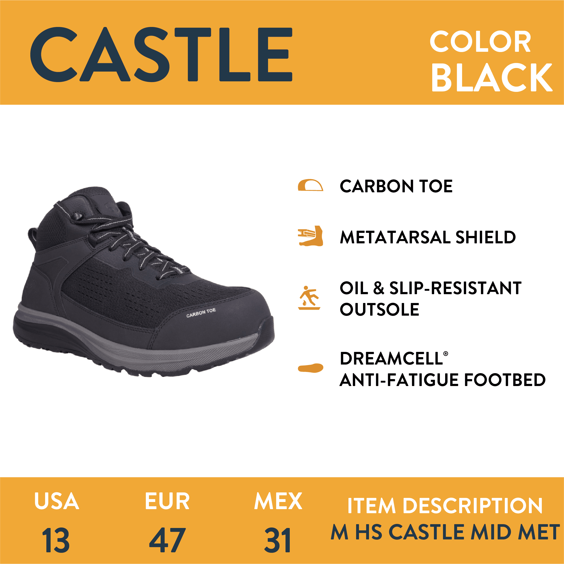 Herman Survivors Men's Castle Carbon Safety Toe Work Shoes