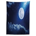 thumbnail image 3 of Ambesonne Moon Tablecloth Rectangular Table Cover, Full Moon Falling Stars, 60"x84", Indigo Blue White, 3 of 4