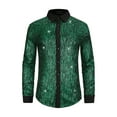 thumbnail image 5 of INSPIRE CHIC Glitter Dress Shirts for Men's Button Long Sleeves Disco Sparkly Shirt Green XL, 5 of 5