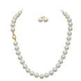 thumbnail image 3 of White 10mm Simulated Faux Pearl Necklace Hand Knotted Strand 18" Inch Stud Earring, 3 of 6