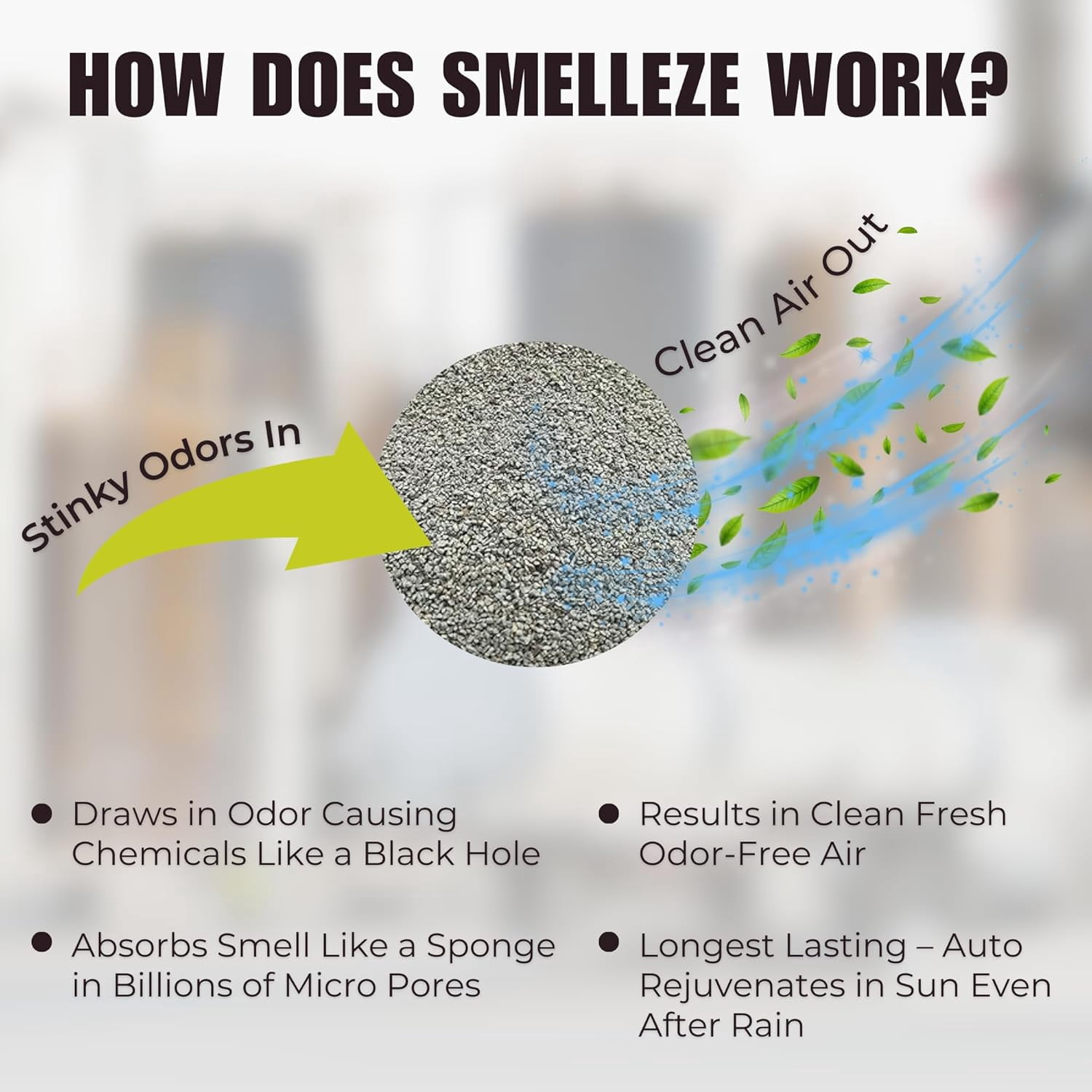 SMELLEZE Natural Formaldehyde Spill Remover & Odor Eliminator Granules: 2 lb.