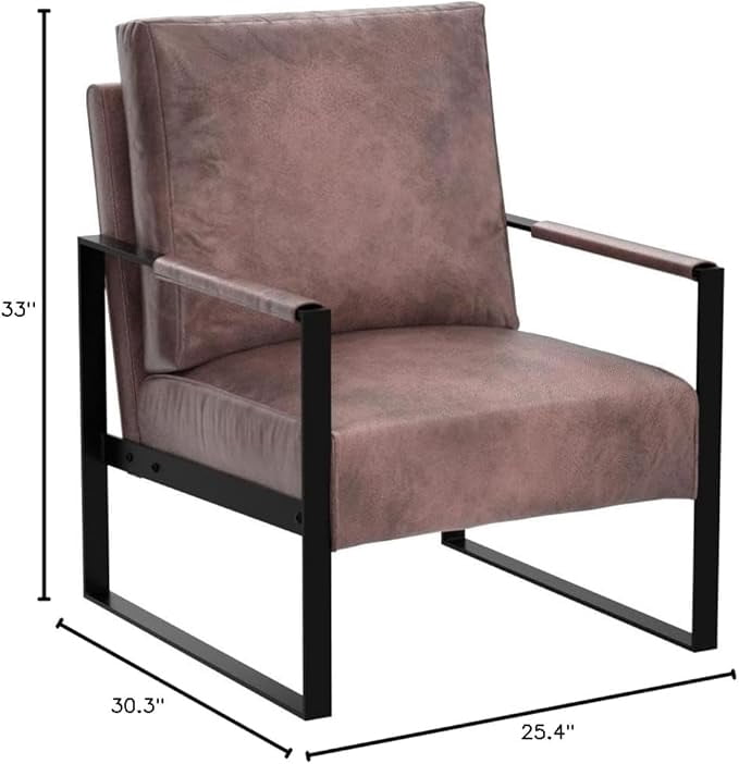 Modern Accent Chair with Durable Square Metal Frame
