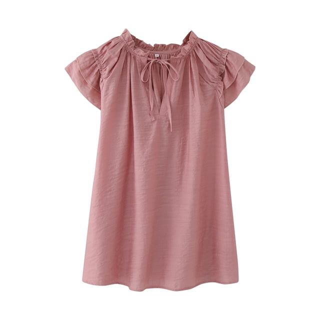 adviicd Hauts pour Filles T-Shirts à Manches Courtes Mignons Graphiques Col Rond Imprimé Été Rose,L
