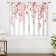 thumbnail image 3 of Pink Eucalyptus Botanical Leaves Floral Kitchen Window Curtains Over Sink Farmhouse Flower Leaf Small Window Treatment Cafe Short Curtains for Bathroom Treatment Tier Drapes 27.5x39 inch, 3 of 6