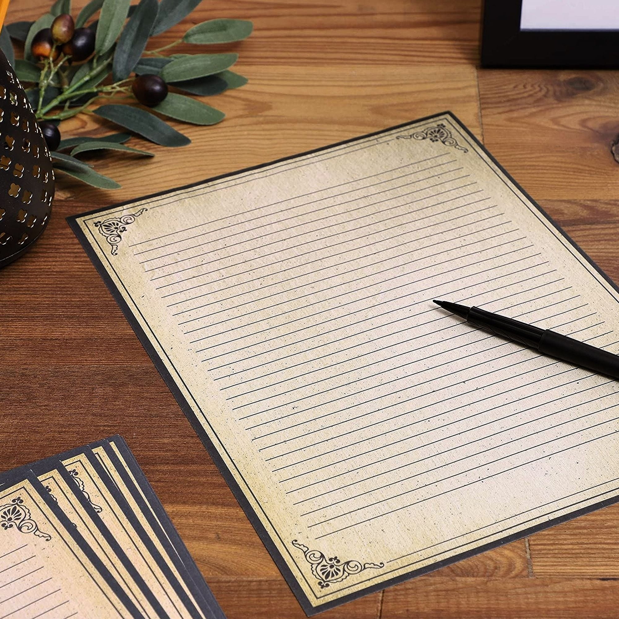 Vintage Decorative Lined Stationery Paper (8.5 x 11 In), 48