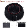 thumbnail image 3 of Spencer Women's Faux Fur Hats Solid Color Fluffy Bucket Hat Winter Ear Warmer Ski Cap (Navy), 3 of 4