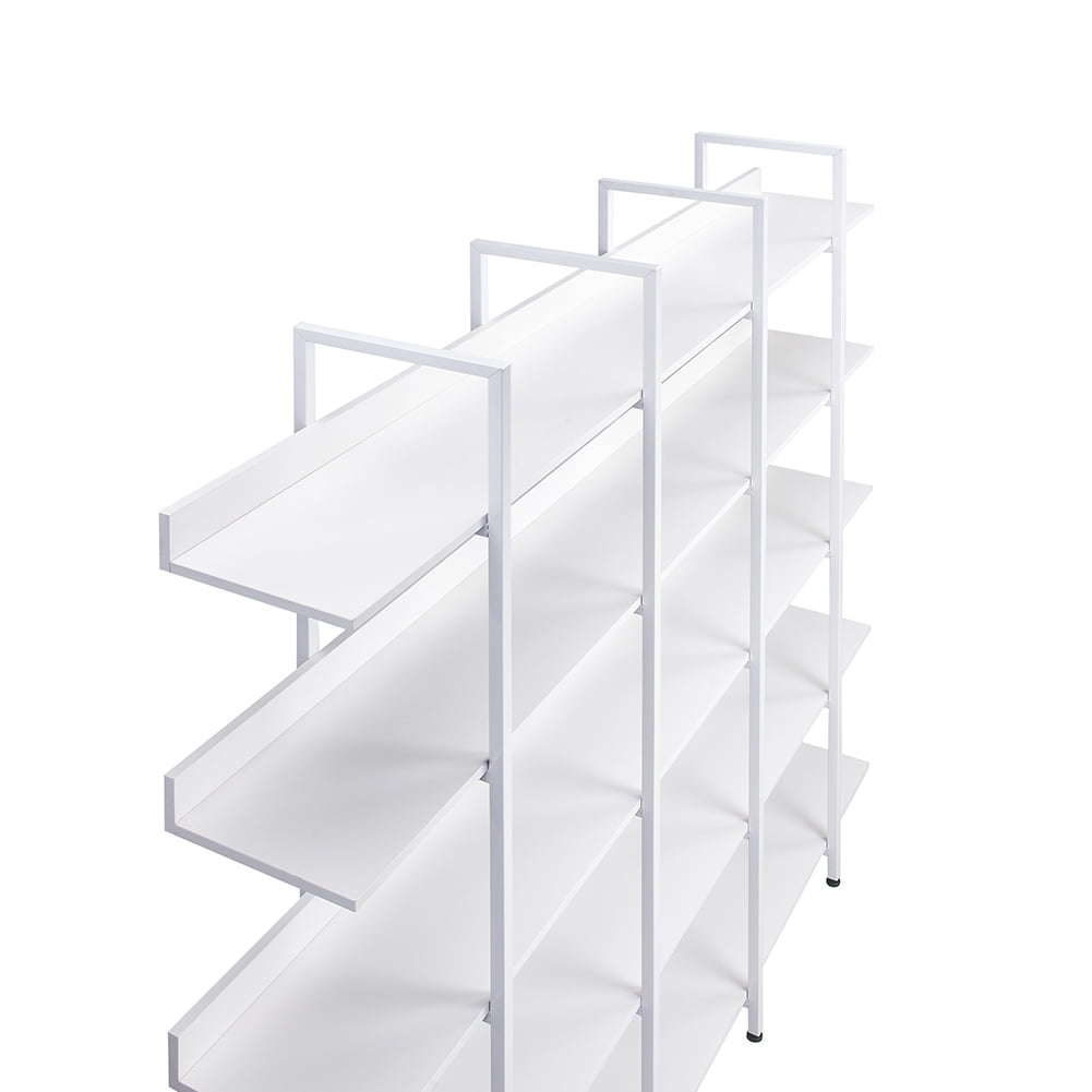 Kepooman 5-Tier Bookshelf, Modern Industrial Style Book Shelf, Wood and Metal Bookcase Furniture for Home & Office, White Kepooman 5-Tier Bookshelf, Modern Industrial Style Book Shelf, Wood and Metal Bookcase Furniture for Home & Office, White