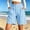 *Blue, variant on Women’s Plaid Elastic High Waist Bermuda Shorts with Pockets,Summer Casual Beach Midi Shorts Black,Women's Plus XXL