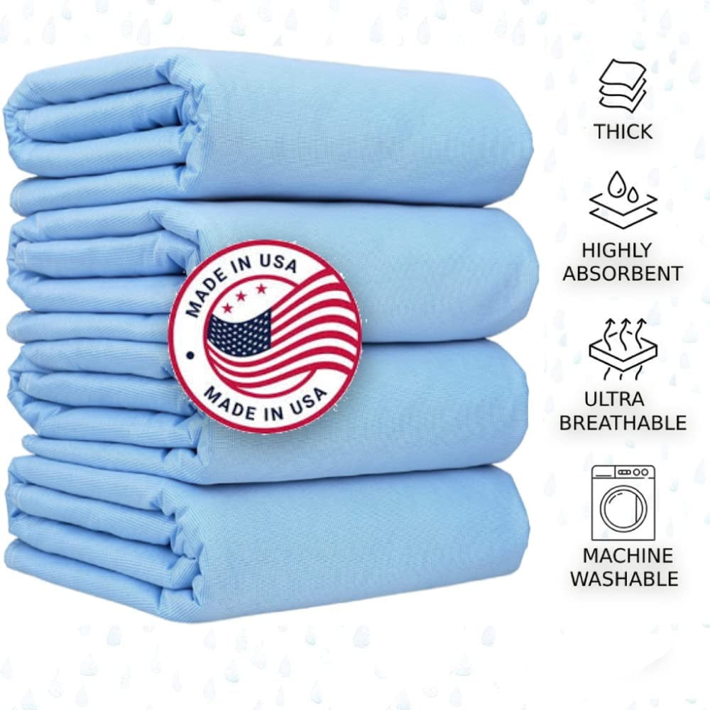 Heavy Absorbency Washable Underpads, Large Bed Pads, Incontinence Bed Pads, Reusable Pet Training Pads, Great for Dogs, Cats, Bunny & Seniors, Made in The USA