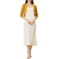 thumbnail image 2 of INSPIRE CHIC Women's Shrugs Floral Lace Cardigan 3/4 Sleeves Sheer Cover Up Top S Ginger Yellow, 2 of 6