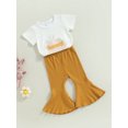 thumbnail image 2 of Inevnen Baby Girl Easter Outfits My 1st Easter Ruffle Sleeve Letter Romper Bunny Flare Pant, 2 of 8