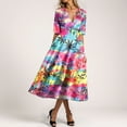 thumbnail image 4 of Women's Summer Floral V Neck Maxi Dress Short Sleeve High Waist A Line Flowy Boho Dresses,S-3XL, 4 of 7