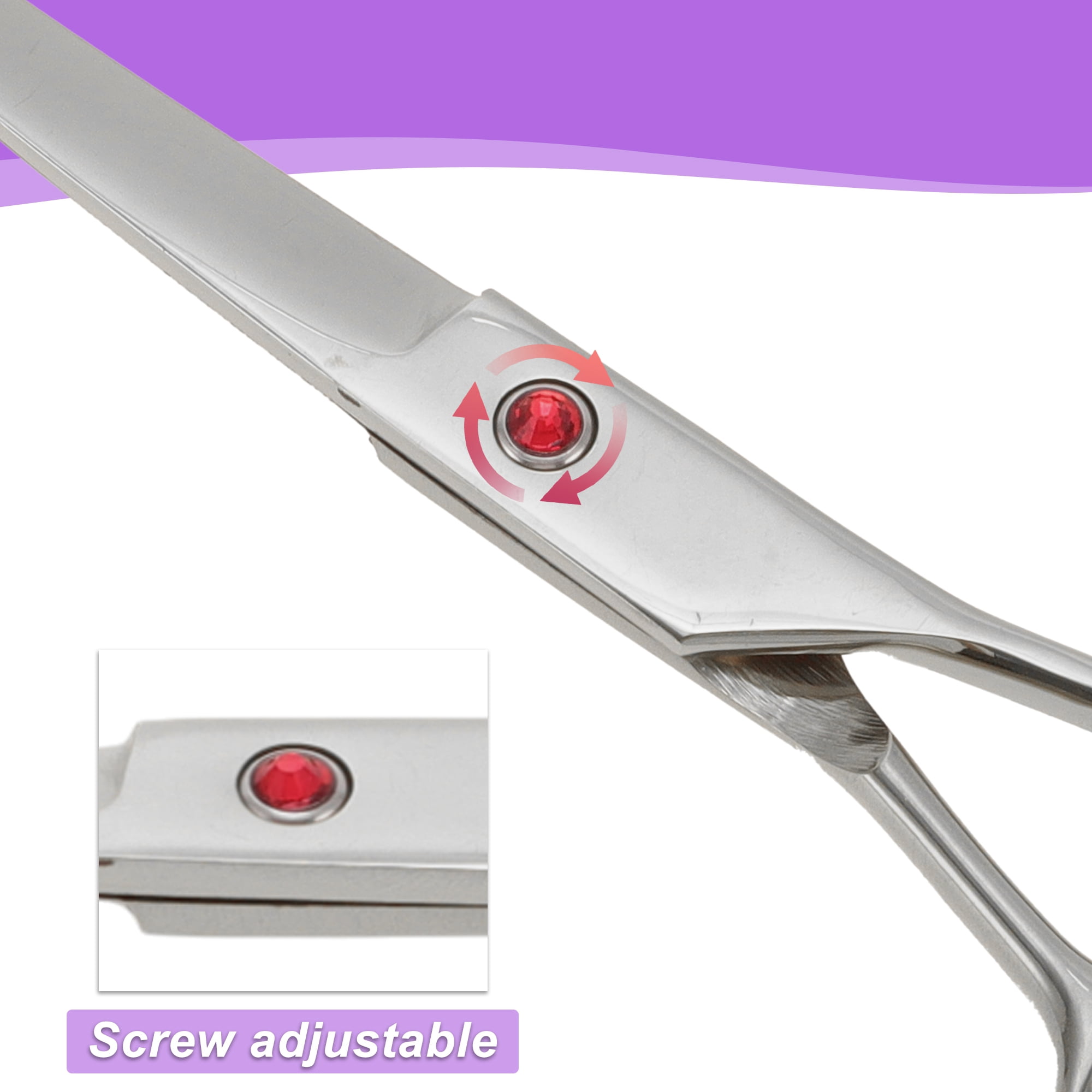 Unique Bargains Dog Grooming Scissors Steel Curved Shears 7.5in Silver Tone