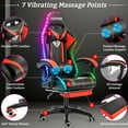 thumbnail image 4 of Hoffree Gaming Chair with Speakers and RGB LED Lights Ergonomic Massage Gamer Chair with Footrest High Back with Lumbar Support for Adults, 4 of 9