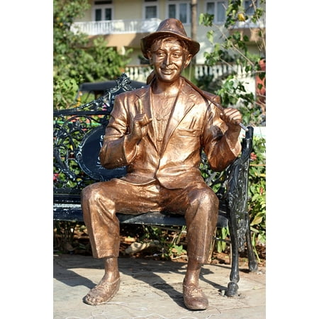 LAMINATED POSTER Brown Raj Actor Statue Bench Bollywood Kapoor Poster Print 24 x