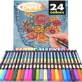 thumbnail image 1 of Permanent Fabric Markers (24 Pens) Non-Toxic Set of 24 Individual Colors Precision Control for Thin or Thick Lines for Smooth Writing Doodling Coloring Art & DIY Projects, 1 of 6