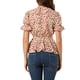 thumbnail image 3 of Blusa envolvente con volantes de manga corta en V cruzada para mujeres Inspire Chic en rojo claro, 3 of 7