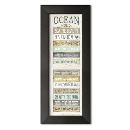 Coastal Classic Creations Gango Home Decor Coastal Ocean Rules by Marla Rae (Ready to Hang); One 6x18in Black Framed Print ()