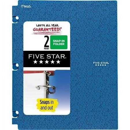 Five Star Poly Portfolio Snap In 2 Pocket Pacific Blue